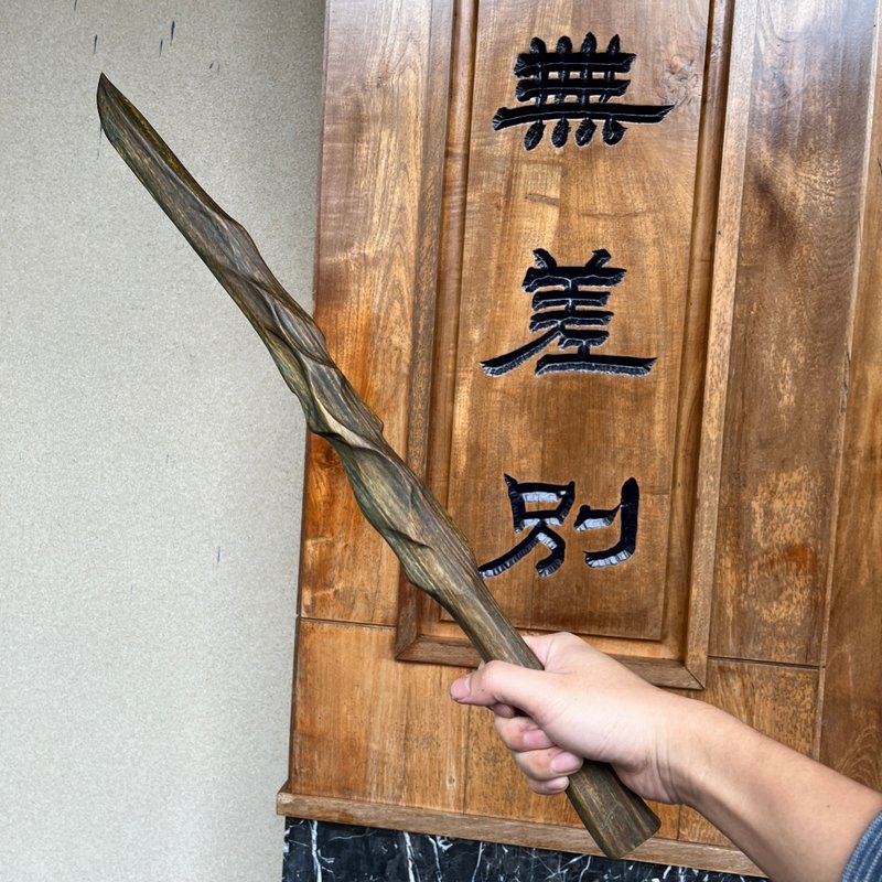 我贩剑　妖刀　欶青　绿檀短刀　手工木剑　艺术木刀 　魔剑 - 摆饰 - 木头 绿色