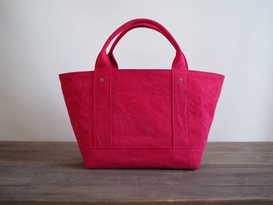 Made-to-order [ARMY DUCK] Tote M Red with lid - 手提包/手提袋 - 棉 红色