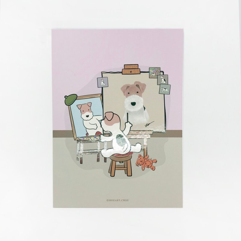 Wirefoxterrier 刚毛猎狐梗明信片-自画像 - 卡片/明信片 - 纸 多色