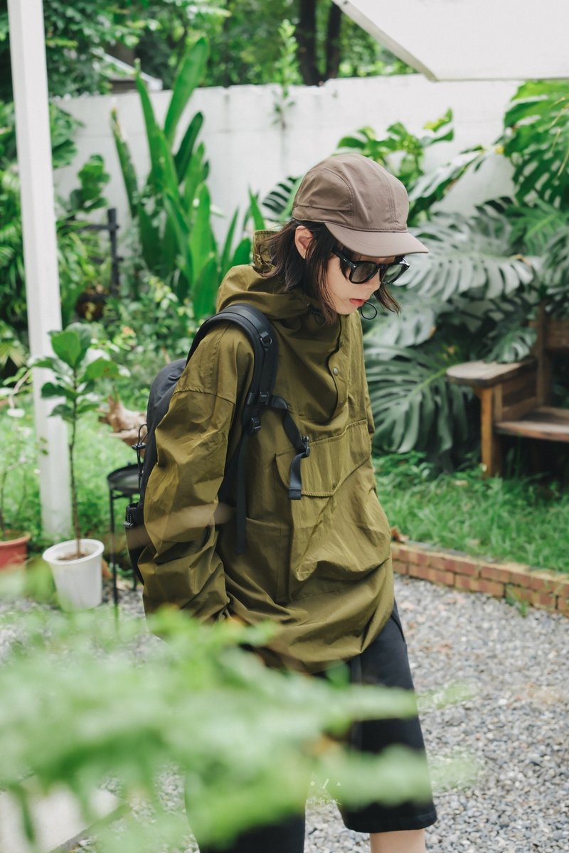 domo大口袋防泼水连帽上衣 - 3色 - domo绿 - 女装上衣 - 尼龙 绿色