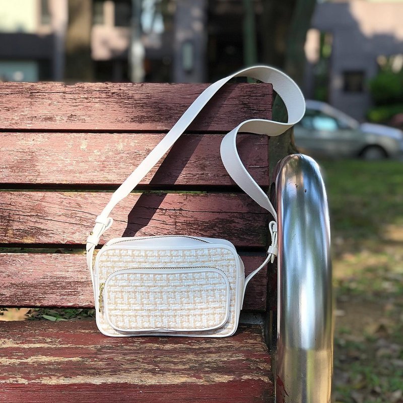 【Liens相机包】 白色平纹牛皮 - 相机包/相机袋 - 真皮 白色