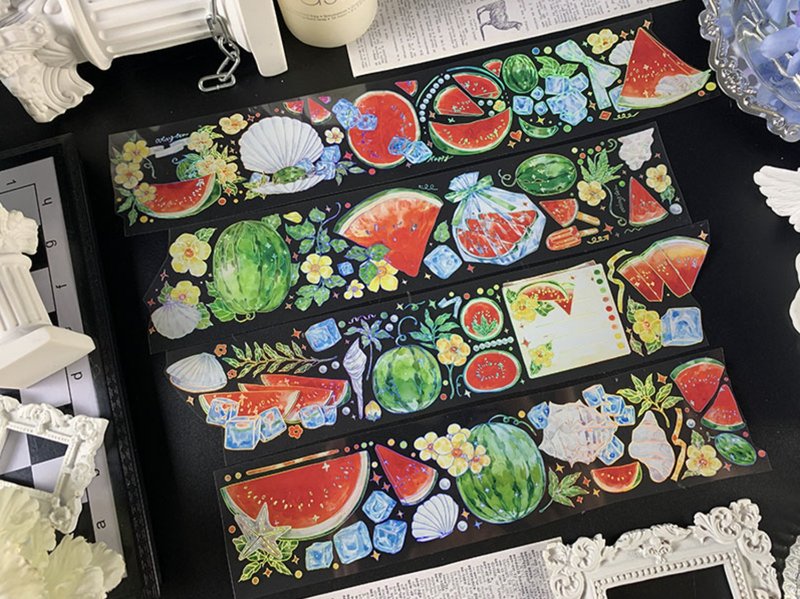 西瓜冰块 初夏特集 PET 纸胶带 鐳射銀 - 纸胶带 - 塑料 红色