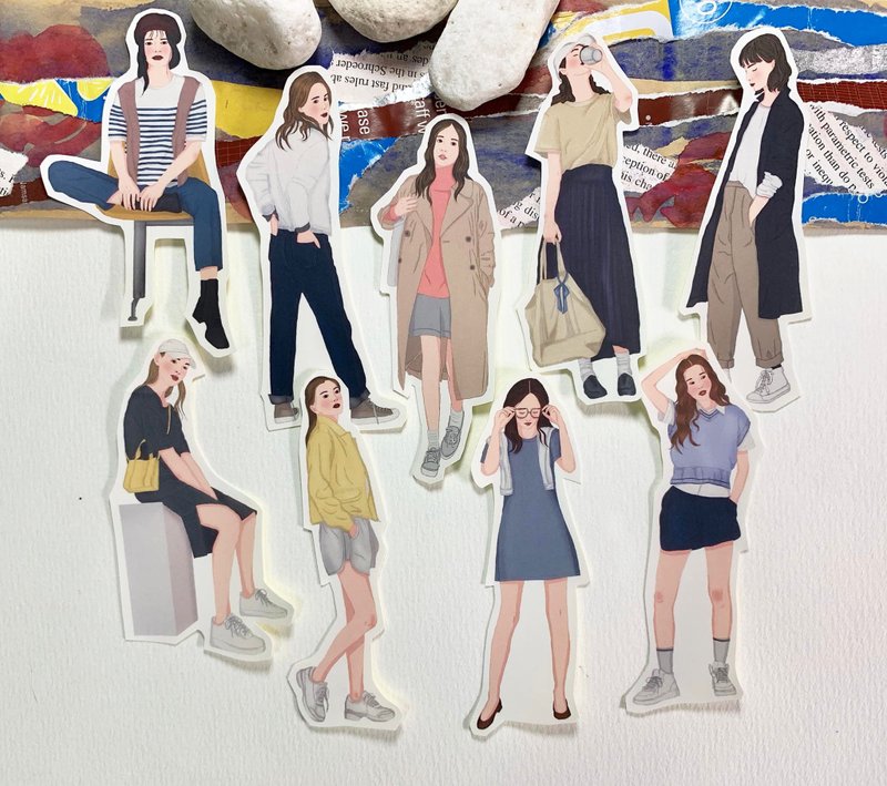 今天 天气晴   女孩贴纸组 - 贴纸 - 纸 