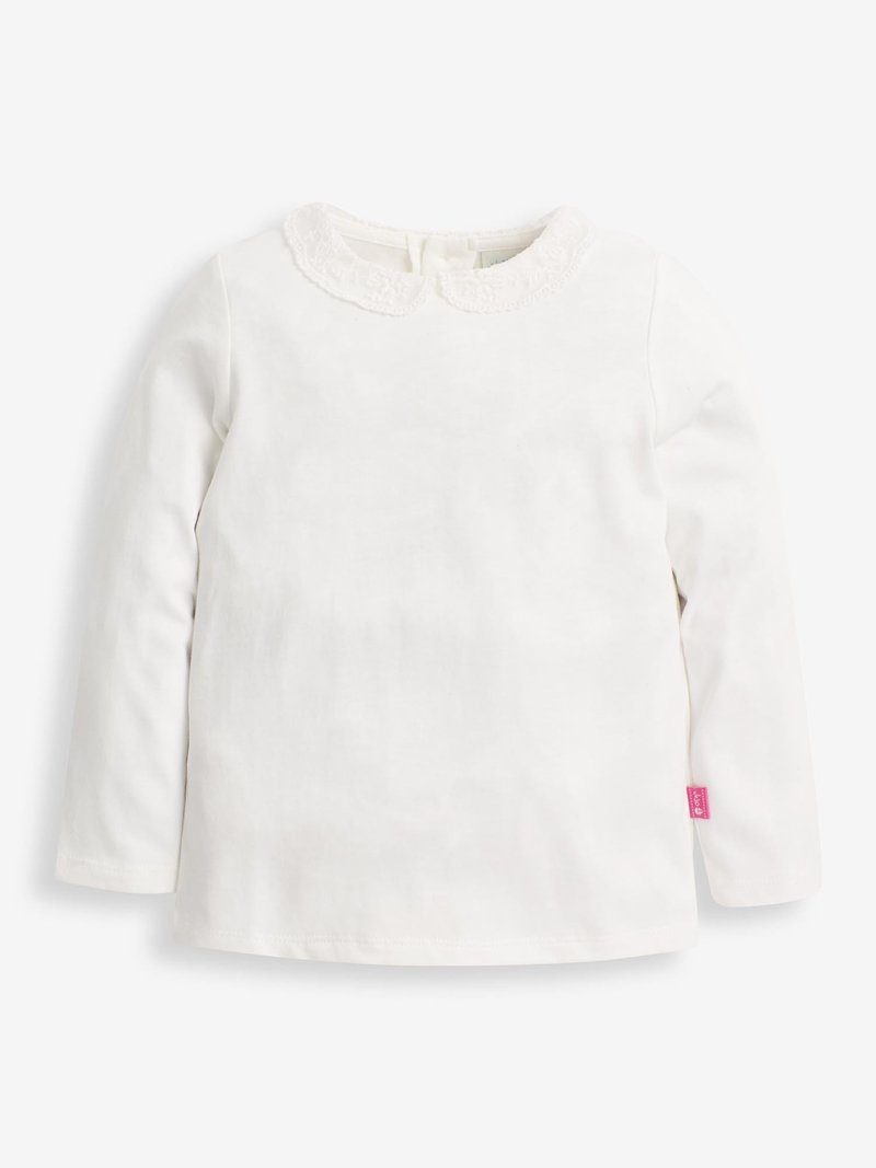 女宝宝典雅蕾丝圆领女宝宝上衣 经典基本款 - 包屁衣/连体衣 - 棉．麻 白色