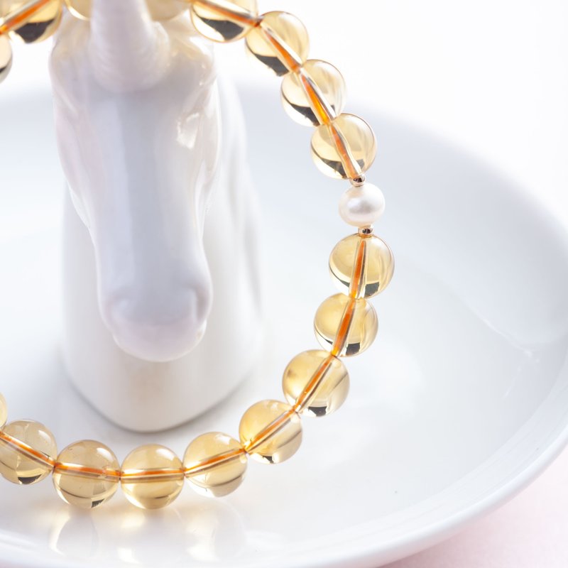 黄水晶天然淡水珍珠单圈手链 - 手链/手环 - 宝石 多色