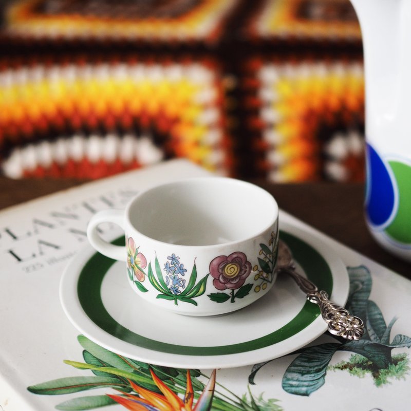 卢森堡 Villeroy & Boch 复古花图案 杯碟 套装 - 其他杯子 - 陶 绿色