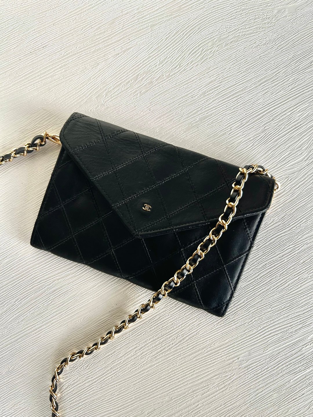 中古包 Chanel黑色信封翻盖小包 斜背包 单肩包 侧背包 二手包 - 侧背包/斜挎包 - 真皮 黑色