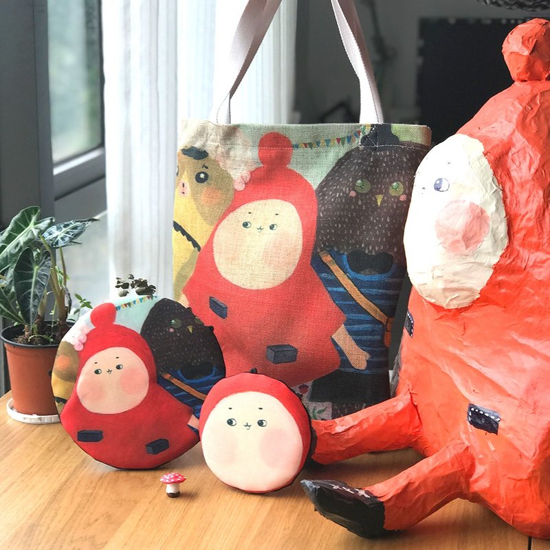 Goody Bag 港澳台包邮包邮福袋抱抱你三兄弟袋子三件套 - 侧背包/斜挎包 - 棉．麻 橘色