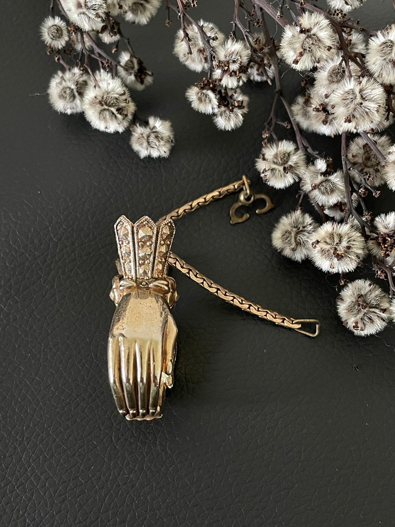 古董金色少见特殊手套夹 手造型 1950年代 W437 - 证件套/卡套 - 其他金属 金色