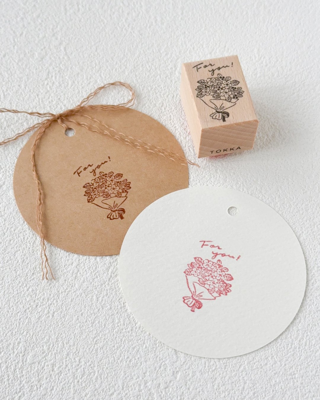 附上花束 | 2×3cm 橡胶印章 附有 For you 文字 - 印章/印台 - 木头 