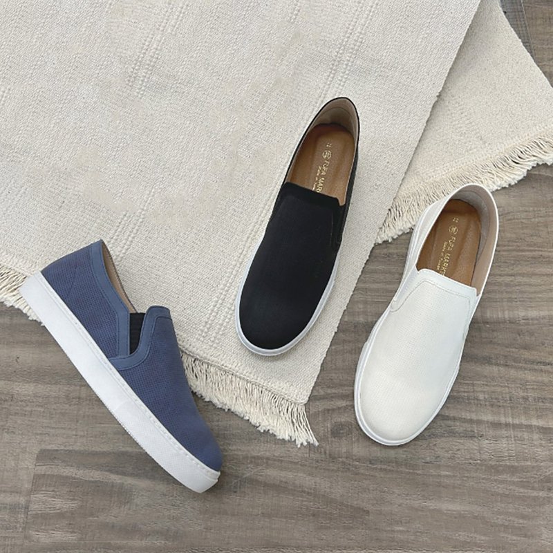 日系素色男款懒人鞋-黑/白/牛仔蓝 2FR31 - 高跟鞋 - 人造皮革 白色