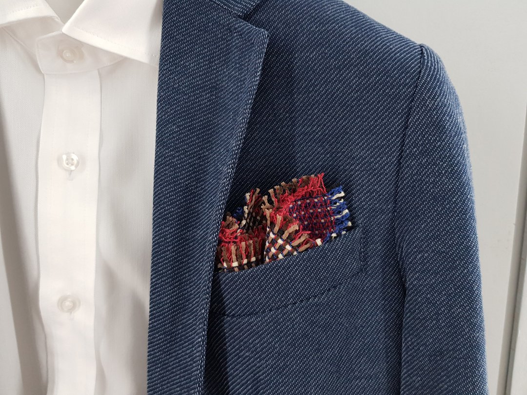Pocket Square - Multi Red Flip-Sided Knitted - 手帕/方巾 - 棉 红色