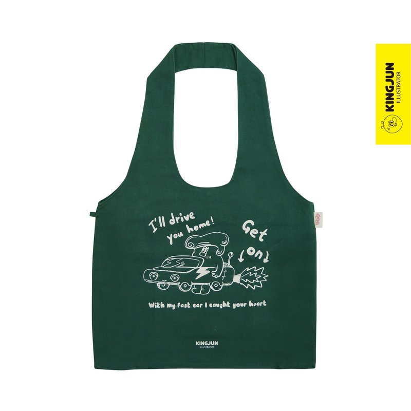 KINGJUN 厚磅帆布提袋 墨绿跑车 - 手提包/手提袋 - 棉．麻 绿色