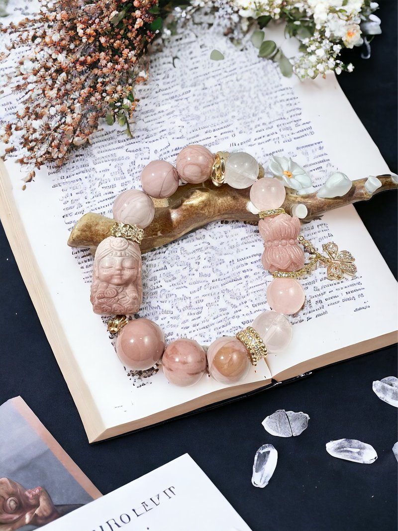 阿拉善玛瑙 女财神扎基拉姆 粉晶 招桃花 招财-已结缘 接同款订制 - 手链/手环 - 玉石 