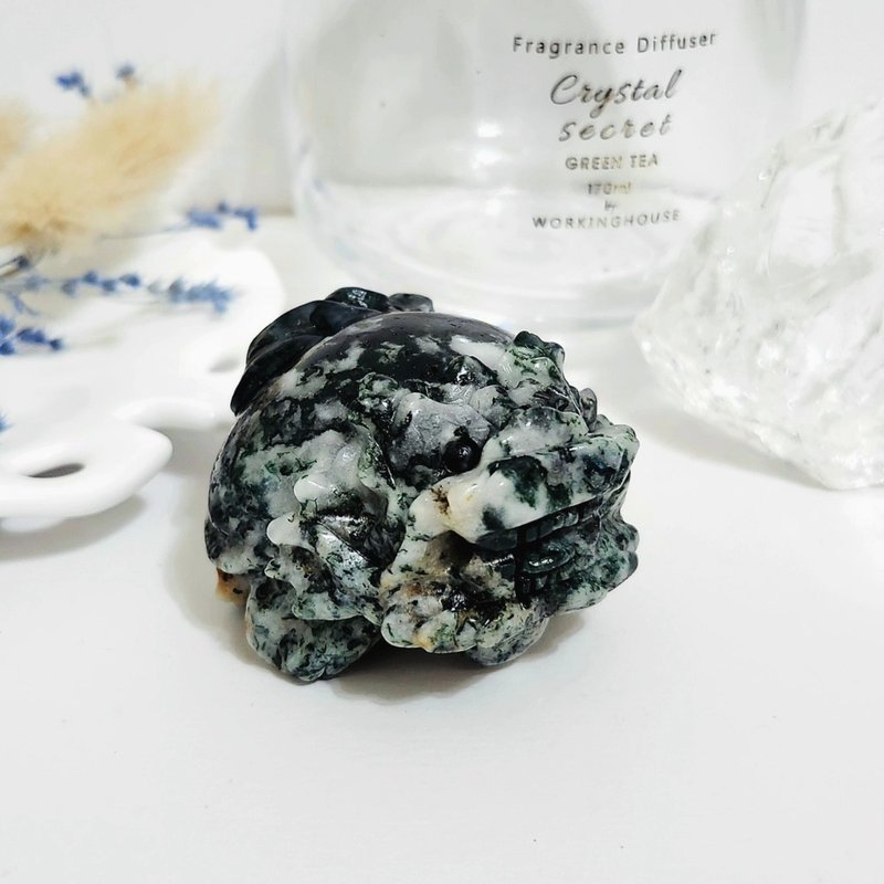 水草玛瑙龙龟/招事业运之水晶 - 摆饰 - 玉石 绿色