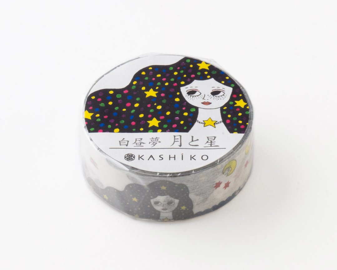 日本进口KASHIKO金泽九谷烧和纸胶带 – 月与星 / 川岛优子绘 - 纸胶带 - 纸 黑色