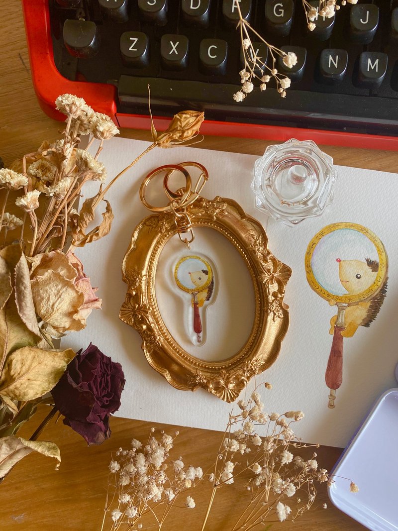 Zoesforest森林复古文具钥匙圈-刺猬放大镜 - 钥匙链/钥匙包 - 压克力 