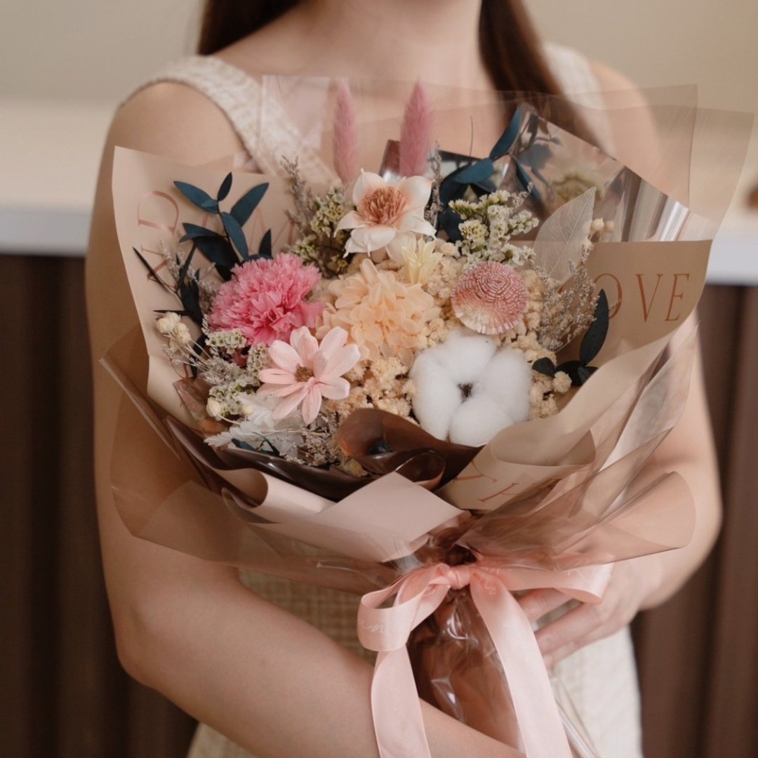 love u 系列永生康乃馨花束 甜粉色康乃馨 - 干燥花/捧花 - 植物．花 粉红色