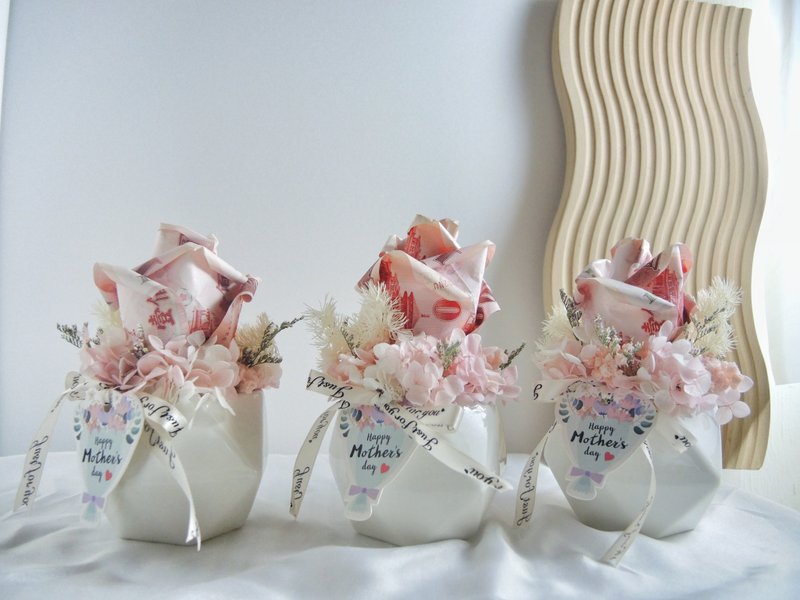 永生钞票玫瑰 有钱花 钞票花 - 干燥花/捧花 - 植物．花 粉红色