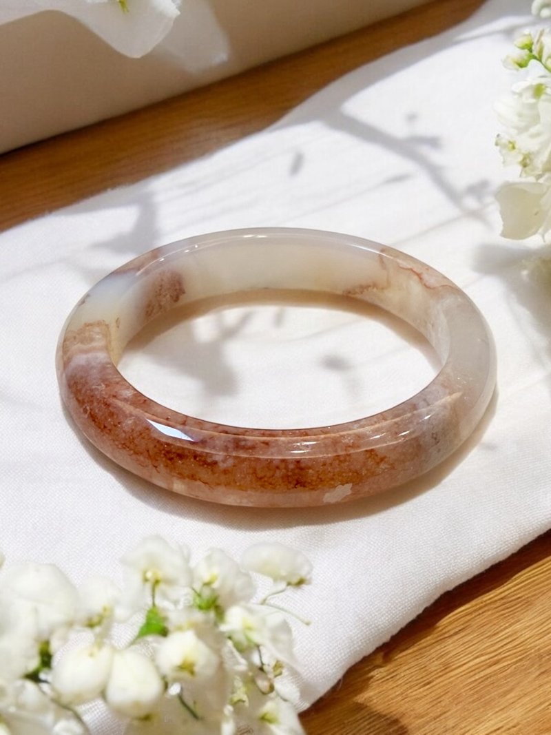 樱花玛瑙手镯 玛瑙手镯红红火火飘小花花开运避邪挡煞正圈52/53 - 手链/手环 - 玉石 