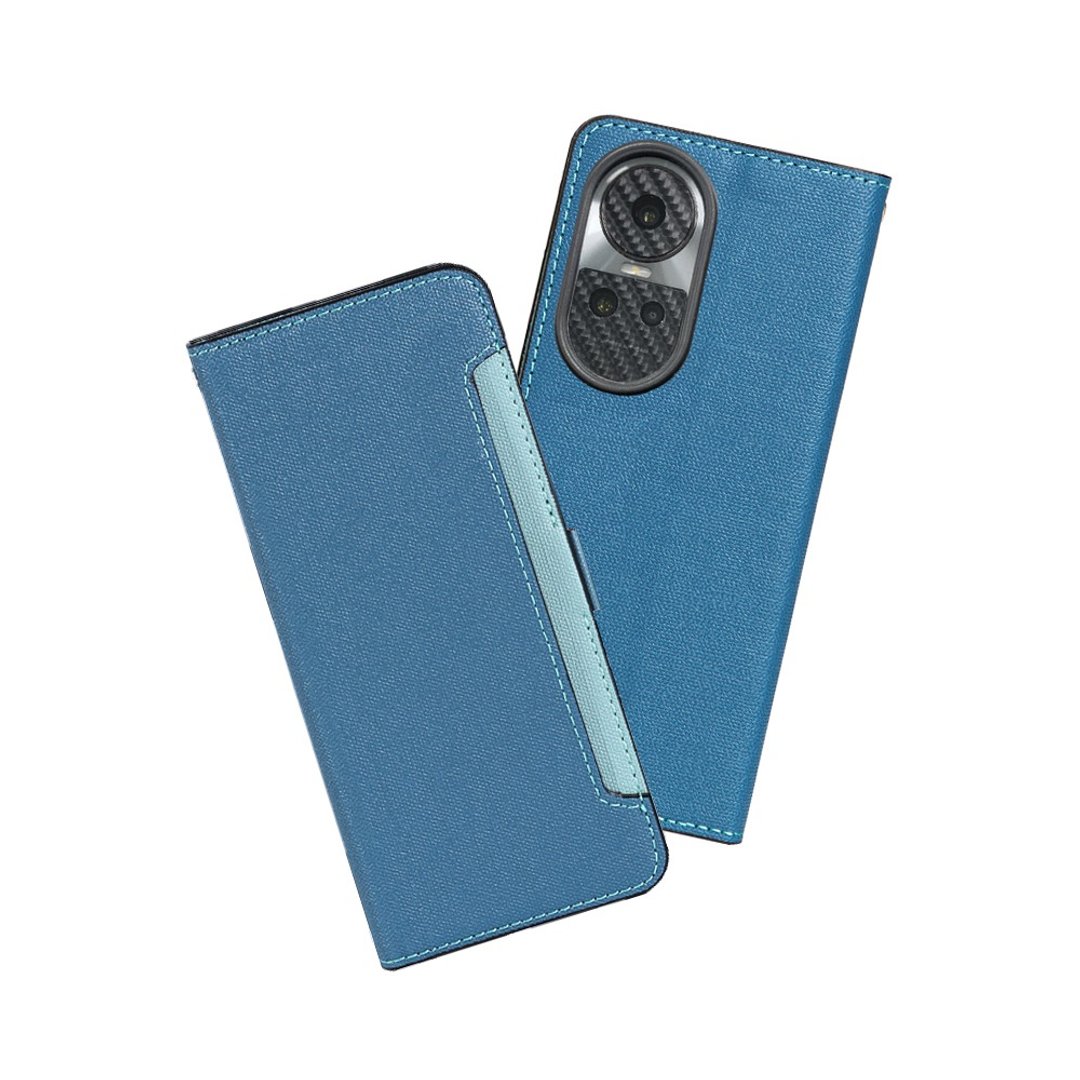 CASE SHOP OPPO Reno 10 前收纳侧掀皮套-蓝 - 手机壳/手机套 - 人造皮革 蓝色