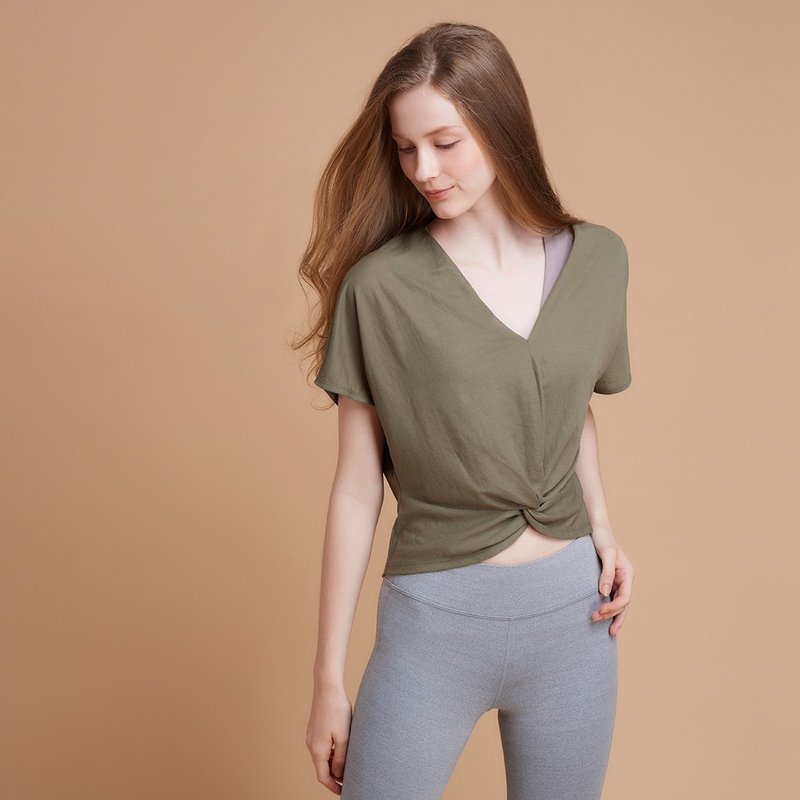 【MACACA】自由畅意柔软罩衫 -BME2372 军绿 - 女装瑜珈服 - 棉．麻 绿色