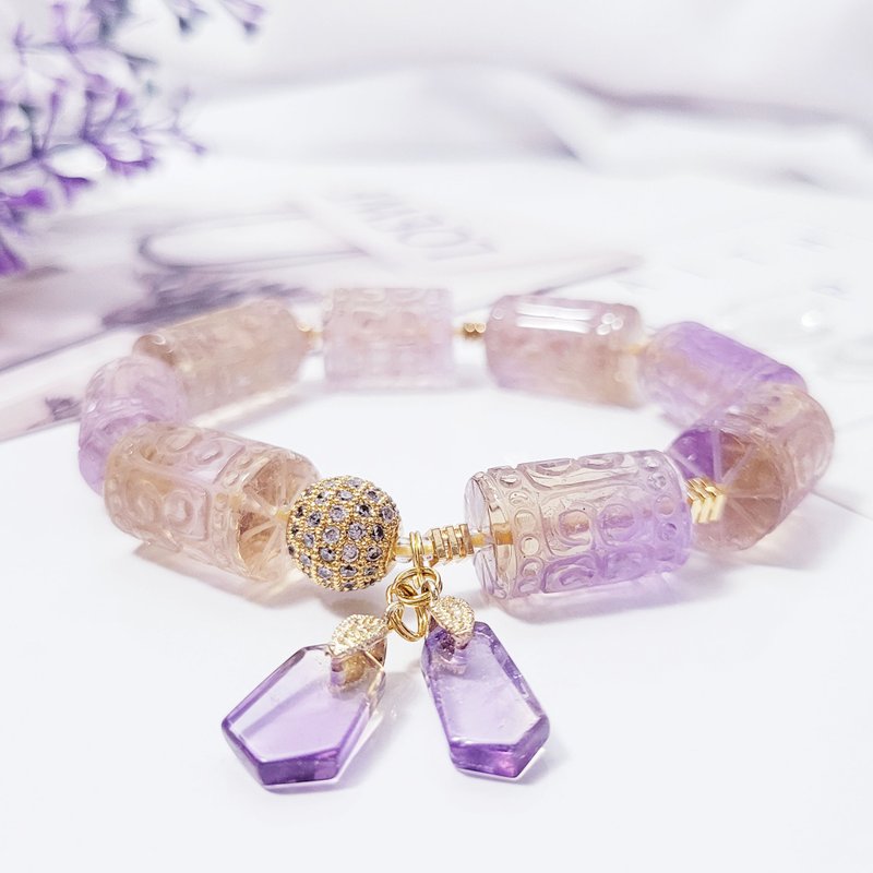 顶级紫黄晶 回纹 领结 节节高升 智慧 招财 事业 手链 单品 礼物 - 手链/手环 - 宝石 紫色