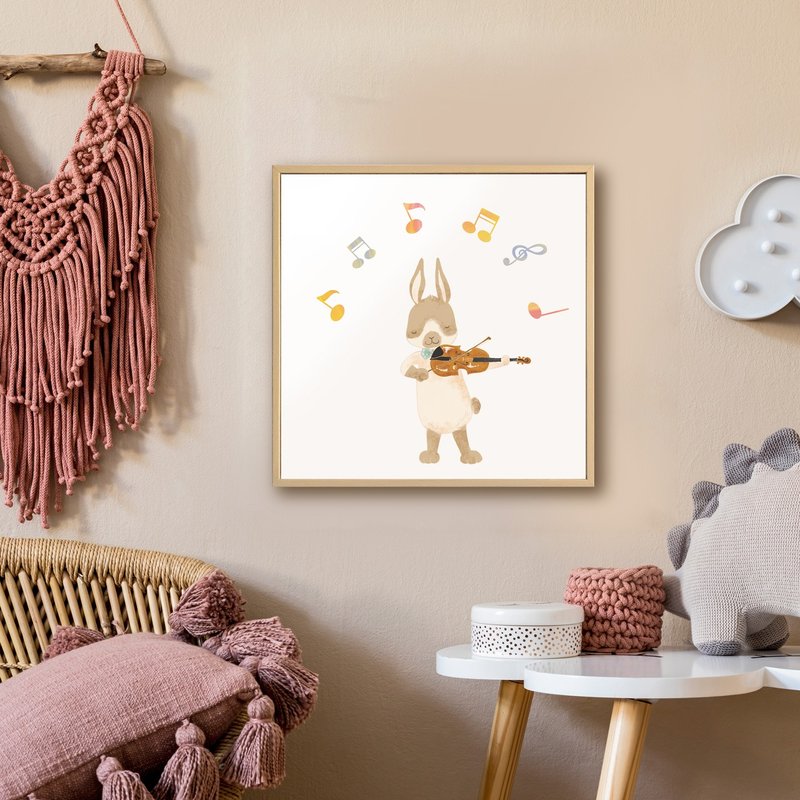 小兔子乐队 • 小提琴手 - 疗愈音乐兔兔挂画/儿童房布置画/送礼 - 海报/装饰画/版画 - 棉．麻 多色