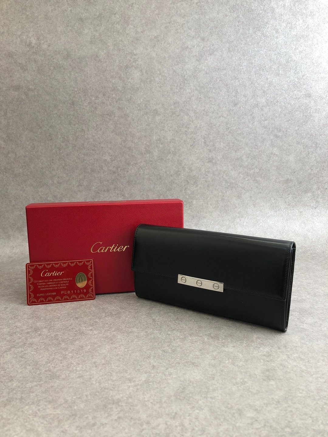 【VintageShop solo 日本直送中古包专卖店】Cartier 卡地亚 Love 系列 长夹 黑色 皮革 vintage 古着 - 皮夹/钱包 - 真皮 黑色