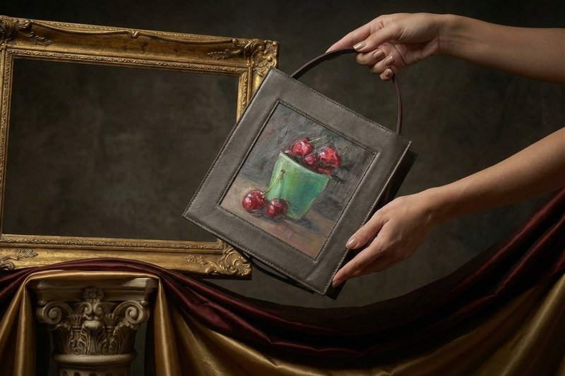 源自原创油画的皮革包款。独特设计，附艺术家签名证书 - 手提包/手提袋 - 真皮 多色