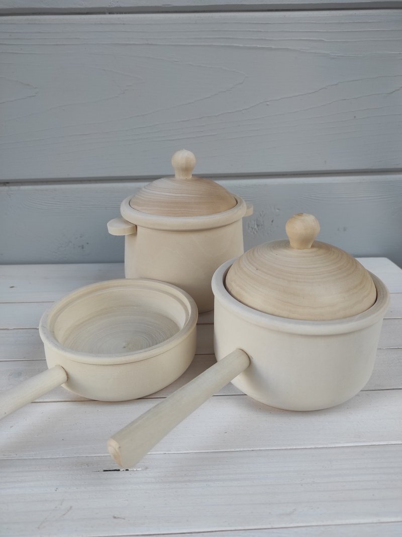 Wooden Toy Dishes Set - 玩具/玩偶 - 木头 咖啡色
