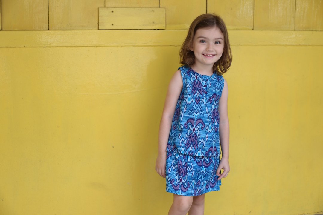 Trendy batik girl clothes - turquoise and purple - 其他 - 棉 蓝色