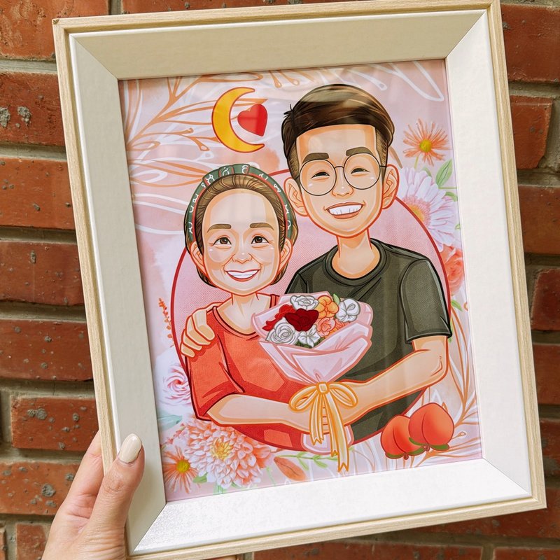 【追思/怀念插画】似颜绘/礼物/纪念(收费以人数计) - 电子手绘真人画像/绘画/插画 - 其他材质 