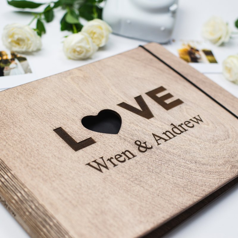 木制情侣相册 婚礼相册 手工剪贴簿相册定制 - 笔记本/手帐 - 木头 咖啡色