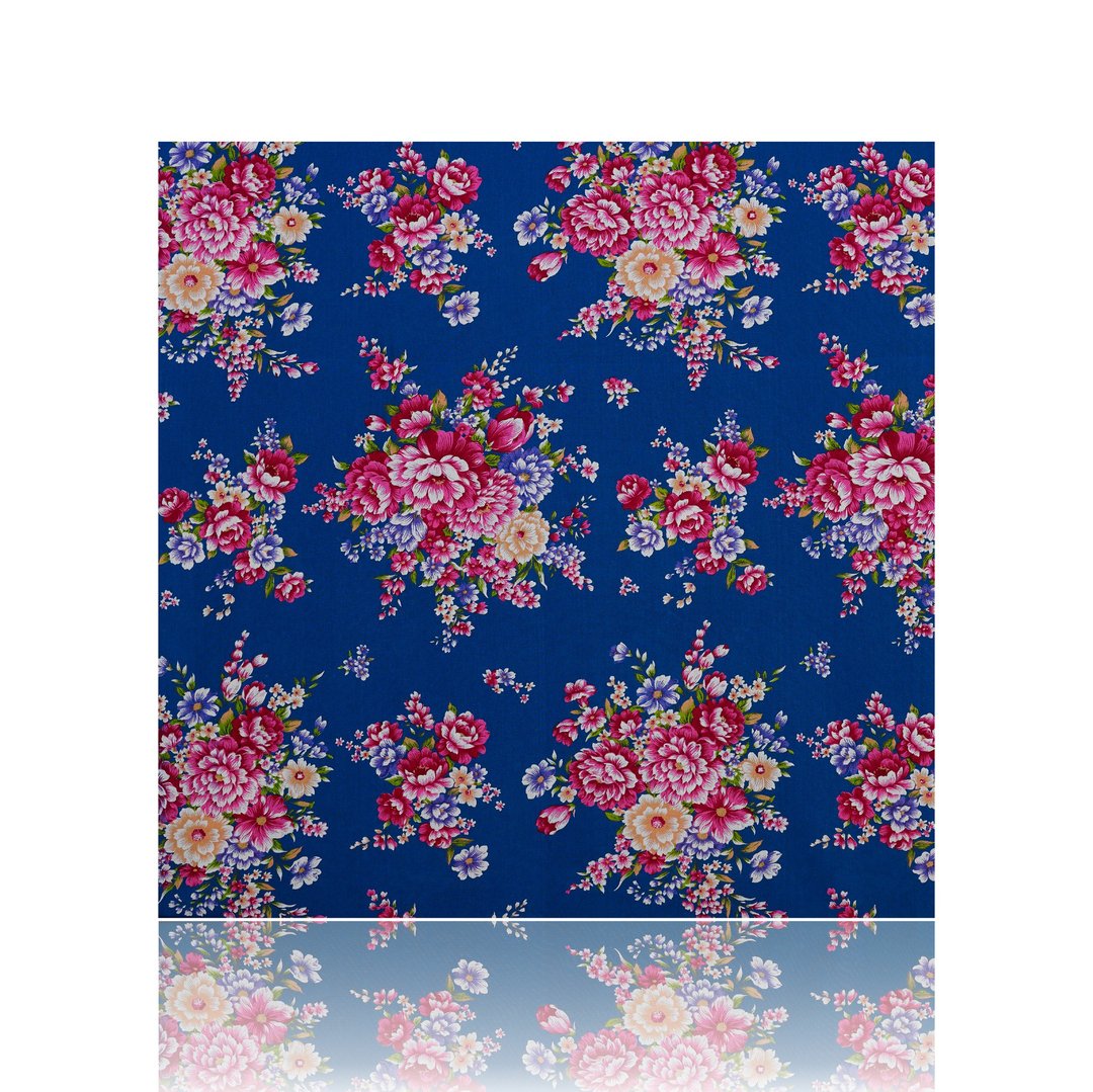 【花布先生】牡丹花布 x 宝蓝色 - 编织/刺绣/羊毛毡/裁缝 - 棉 蓝色