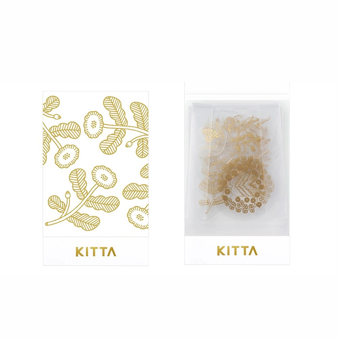 【KING JIM】KITTA 随身携带纸胶带 单张贴纸金箔款 闪耀花朵 (近藤 - 纸胶带 - 塑料 多色