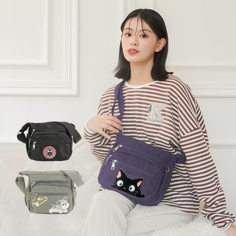 小黑猫 雪纳瑞 宝袋包 轻防水 多层斜背包【330008】 - 侧背包/斜挎包 - 防水材质 多色
