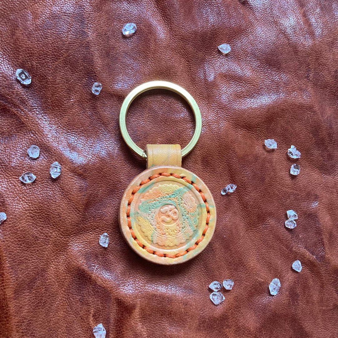 -Mandala Om- 晕染皮革钥匙圈 - 钥匙链/钥匙包 - 真皮 橘色