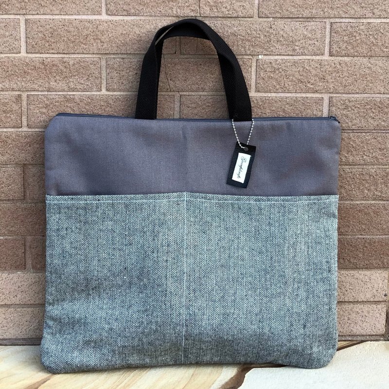 Gracefulcrafts - 13寸Macbook手提电脑袋 电脑包 笔电包 (CB-9) - 电脑包 - 棉．麻 灰色