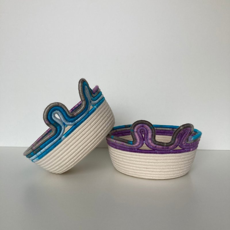 Set of 2 basket Animal basket for nursery Rabbit basket Small rope basket - 收纳用品 - 棉．麻 紫色