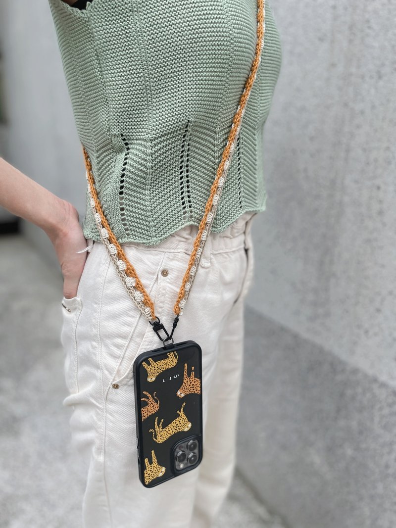 编织手机绳 手机链  南瓜橘 - 手机配件 - 棉．麻 橘色