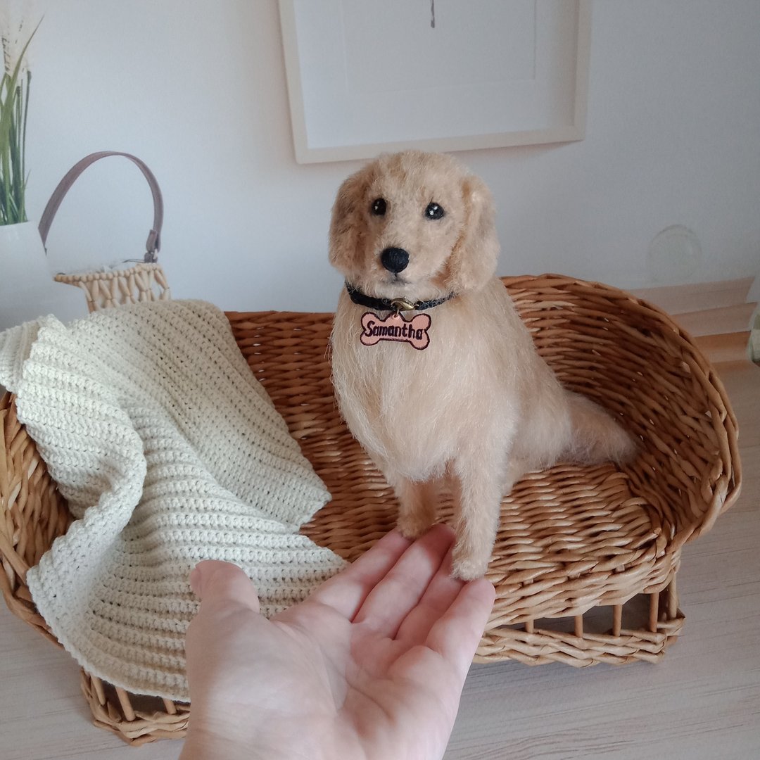 6 inches height Made to order Miniature realistic crochet Golden retriever - 玩偶/公仔 - 其他材质 金色
