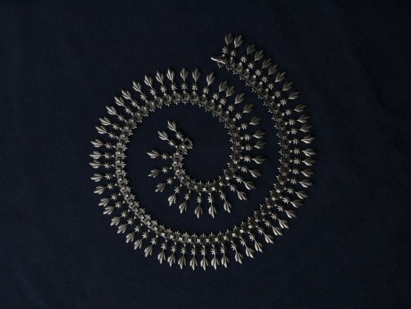 1880s 法国 800银 蕾丝颈链 - 项链 - 纯银 银色