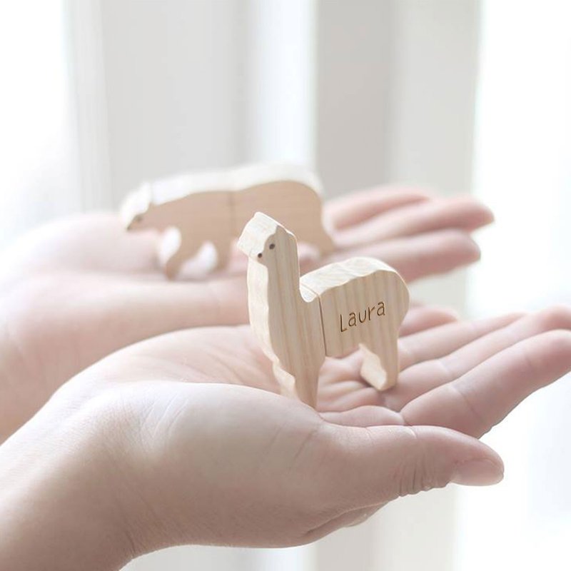 【圣诞定制礼物】 USB 随身碟 草泥马 派对动物 | 生日礼物 - U盘 - 木头 咖啡色