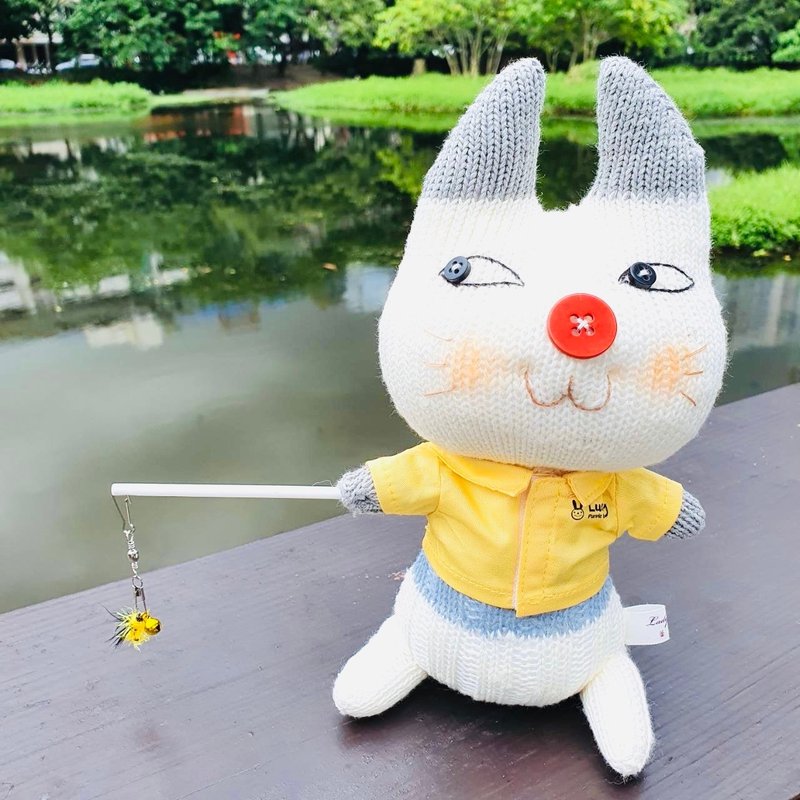 【幸运紫娃】钓鱼小猫 | 袜子娃娃 - 玩偶/公仔 - 其他材质 白色