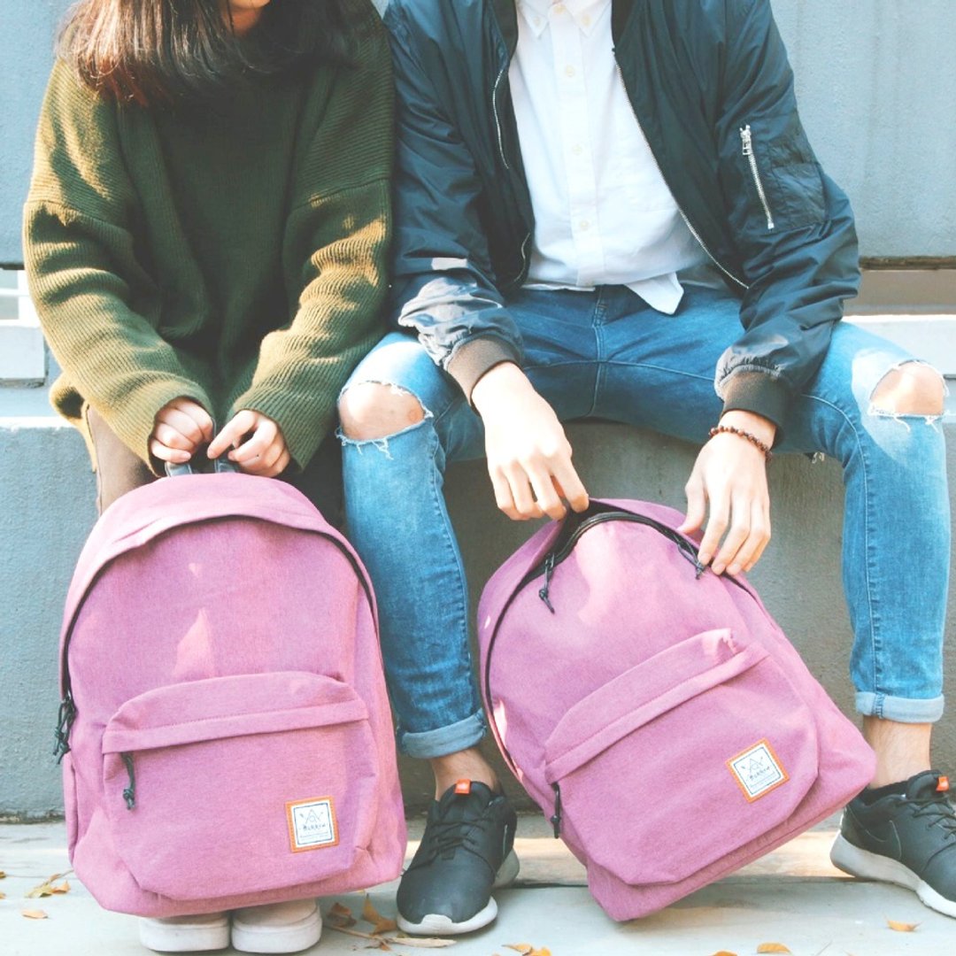 限定套装 ♡ 紫丁香 • 简约后背包 ( 两个入 ) - 后背包/双肩包 - 棉 紫色