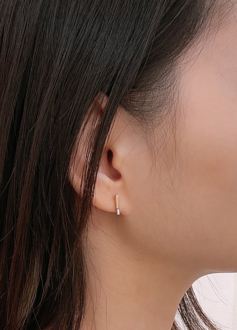 raw 三分之一的你和三分之二的我 - 耳环/耳夹 - 纯银 金色