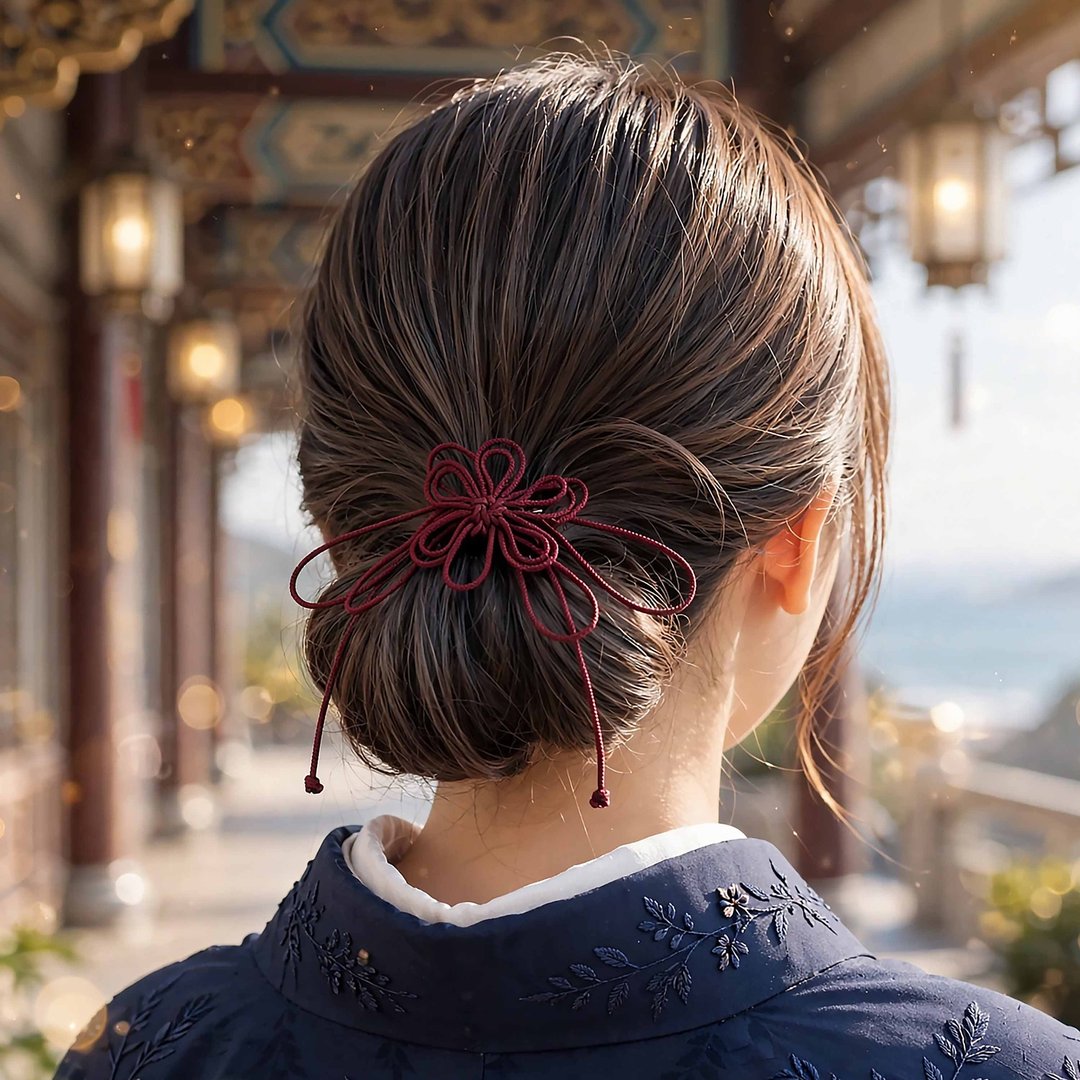 日式绳结发圈【两用款】轻松为和服、浴衣打造日式发型 - 发饰 - 聚酯纤维 红色