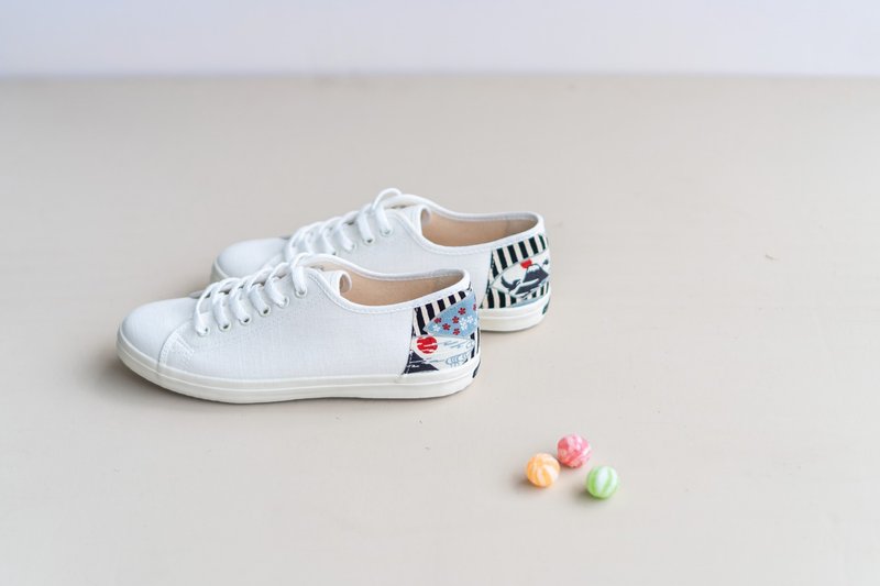 全年最低价 | 人气第一.脚踏车日.小富士日光.帆布鞋.小白鞋.礼物 - 女款休闲鞋 - 棉．麻 白色