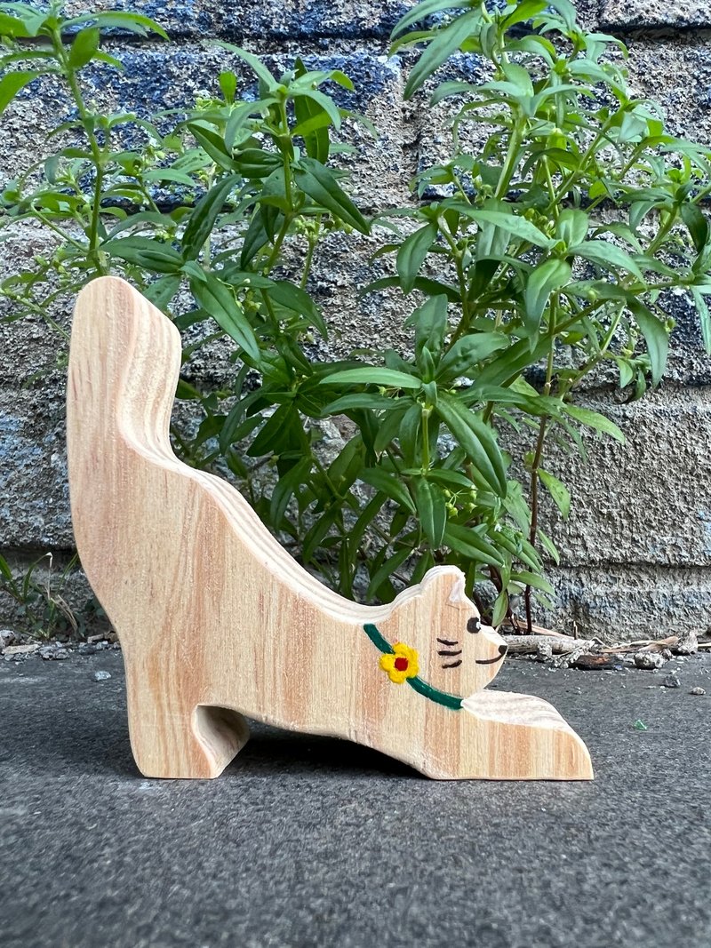 懒腰猫-彩绘积木DIY材料包 - 插画/绘画/写字 - 木头 咖啡色